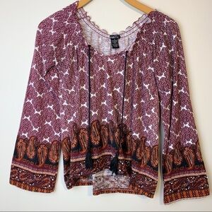 Rue 21 Paisley Print Tie Front Blouse